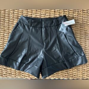 Pleated (Faux) Leather Shorts